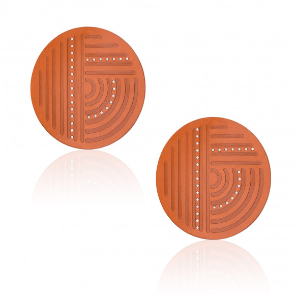 A.ER.AP0038_ORG_Anastasia Kessaris_Solar Maze Orange Titanium Diamond Earrings
