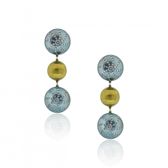 Anastasia Kessaris Sea Urchin Shell Diamond Dangle Earrings