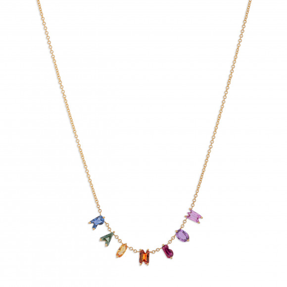 KOP.220494 Anastasia Kessaris Rainbow Custom Cut Sapphire Necklace
