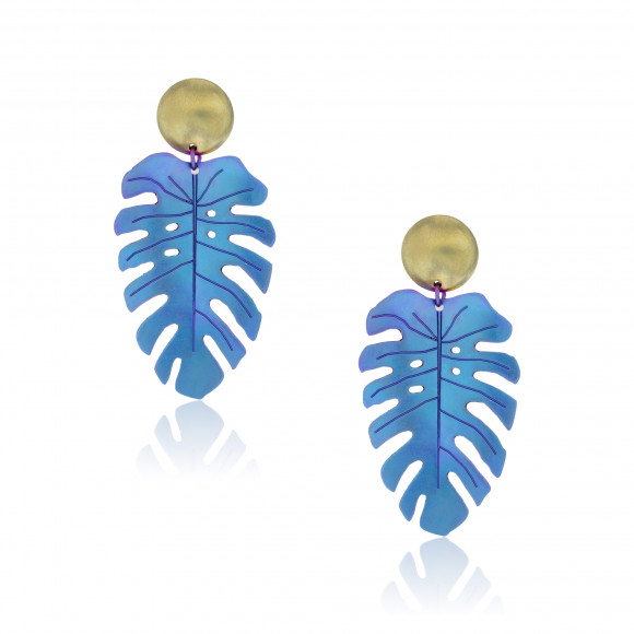 Tropicalia Young Blue and Green Titanium Earrings